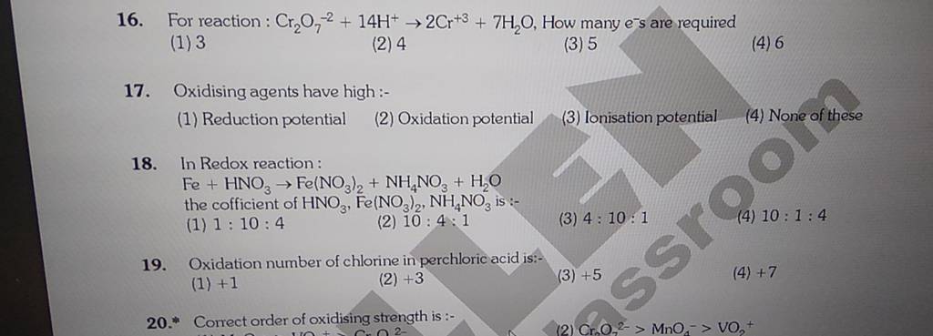 oxidation number of chlorine in perchloric acid