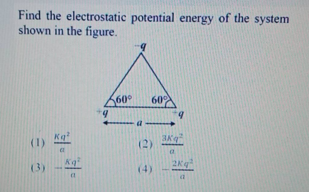 Find The Electrostatic Potential Energy Of The System Shown In The Figure..