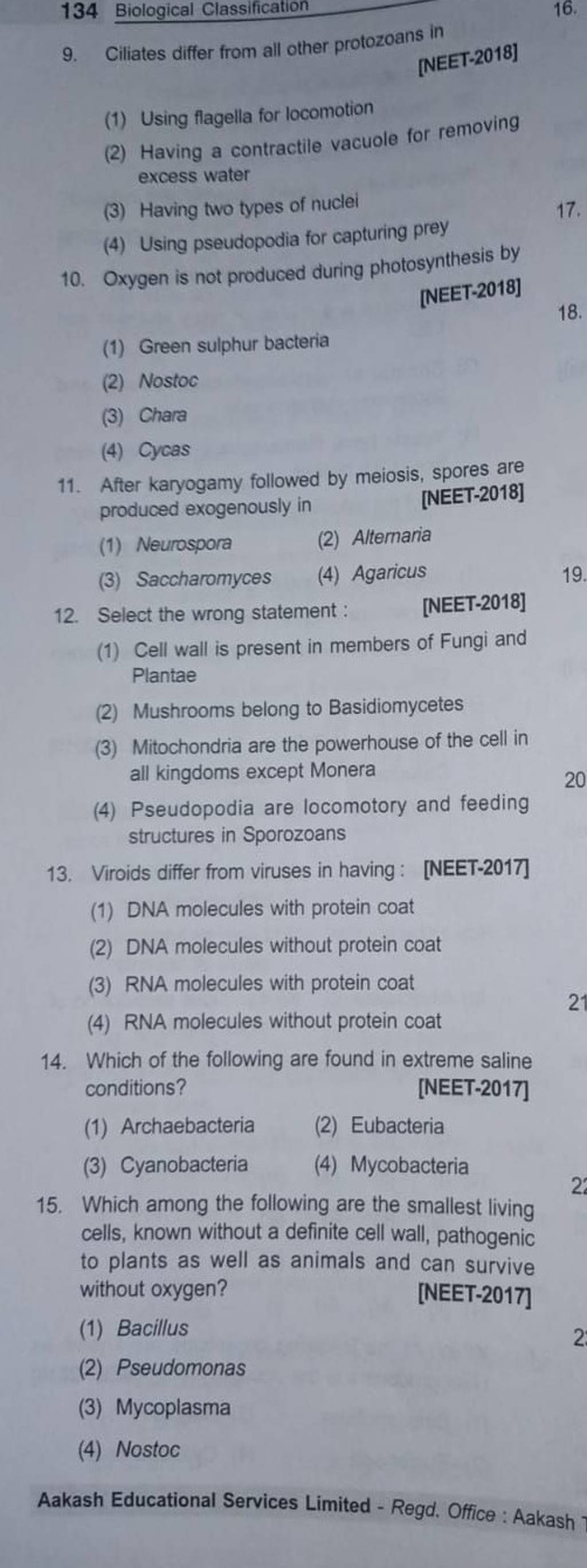 Oxygen Is Not Produced During Photosynthesis By [neet-2018] 