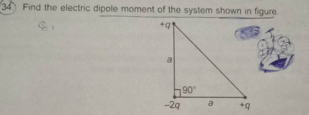 34. Find The Electric Dipole Moment Of The System Shown In Figure. Q 1