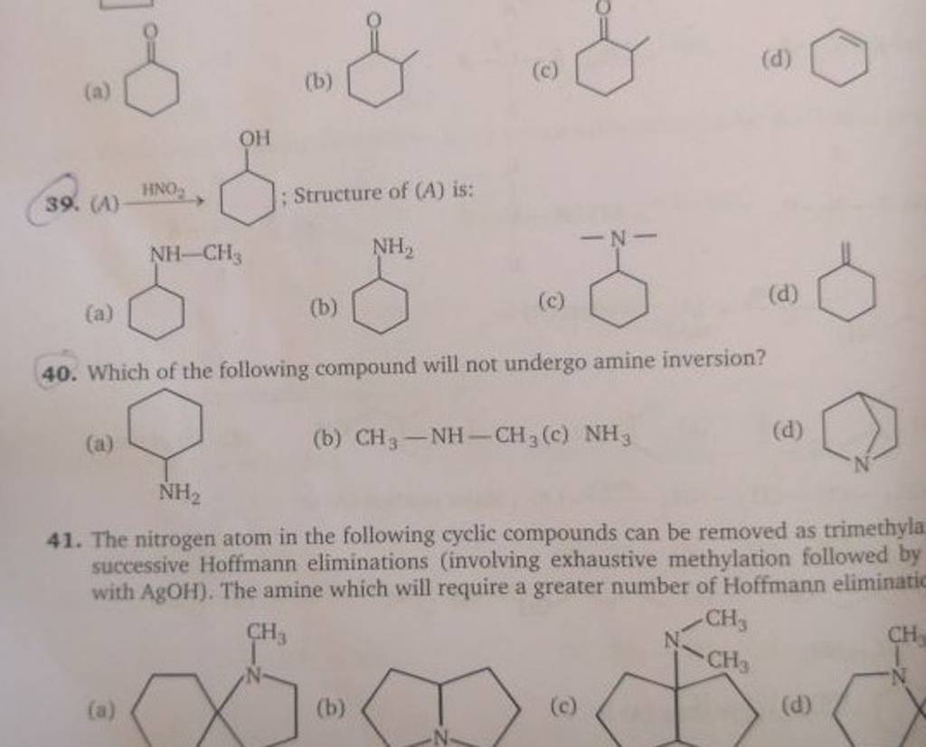 The nitrogen atom in the following cyclic compounds can be removed as tri..