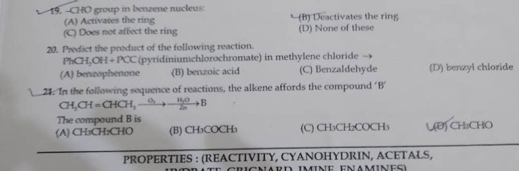 - CHO group in benzene nucleus: | Filo