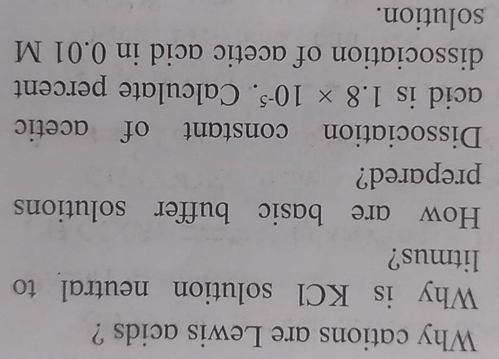Why Cations Are Lewis Acids N Why Is KCl Solution Neutral To Litmus N How