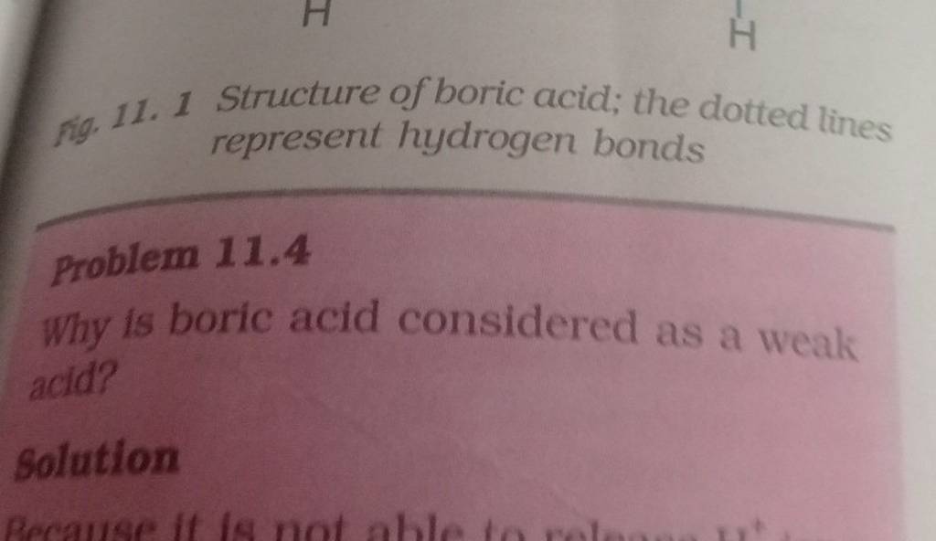 fig. 11. 1 Structure of boric acid; the dotted lines represent hydrogen b..