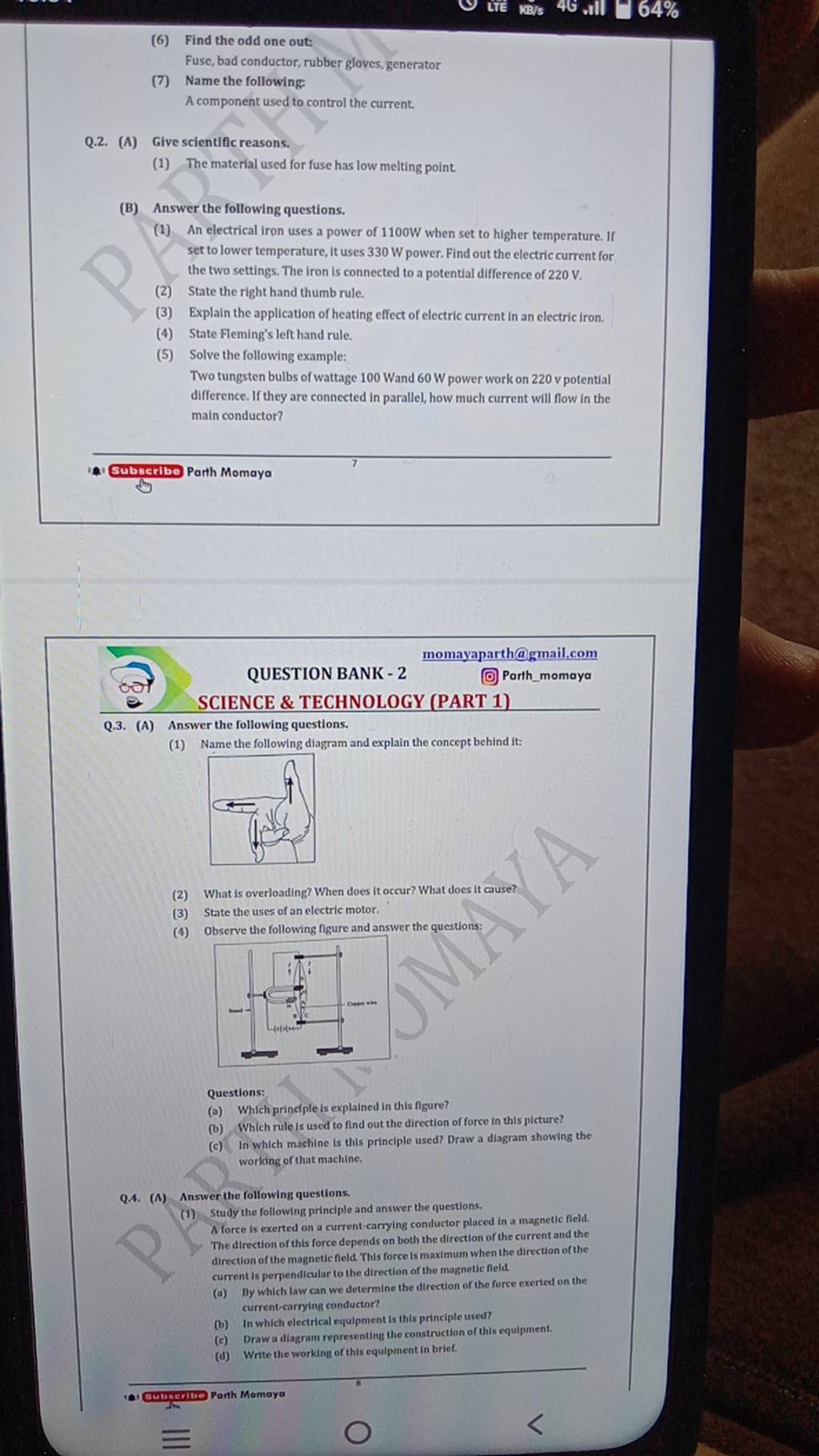 Fuse, bad conductor, rubber gloves, generator (7) Name the following A c..