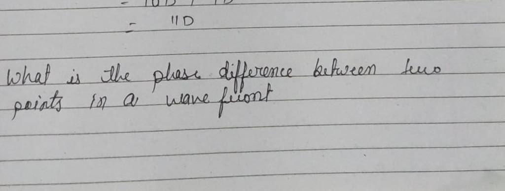 What is the phase difference between two points in a wave fuont
