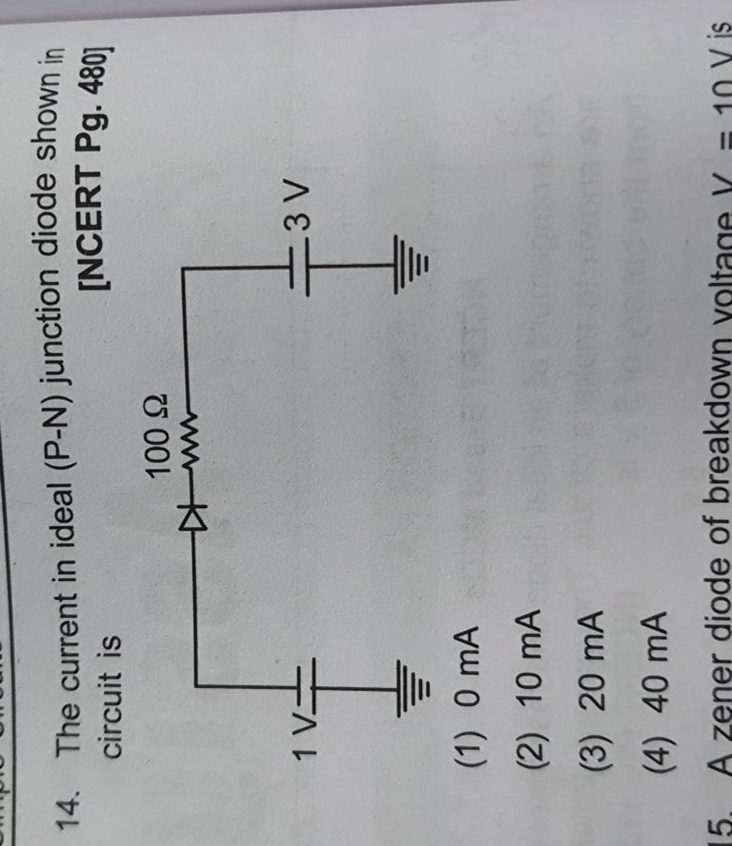 The current in ideal (P−N) junction diode shown in circuit is [NCERT Pg.