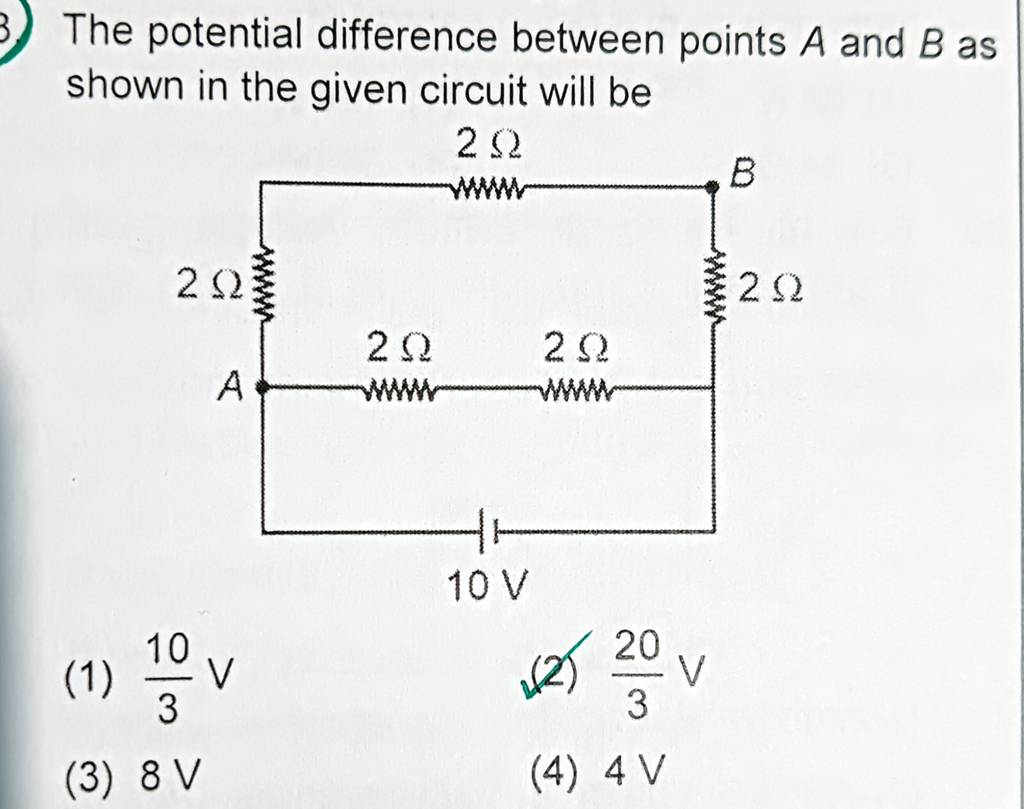 The Potential Difference Between Points A And B As Shown In The Given Cir..