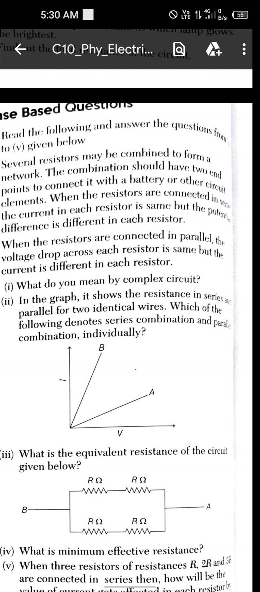 (iii) What is the equivalent resistance of the circuit given below? (iv)