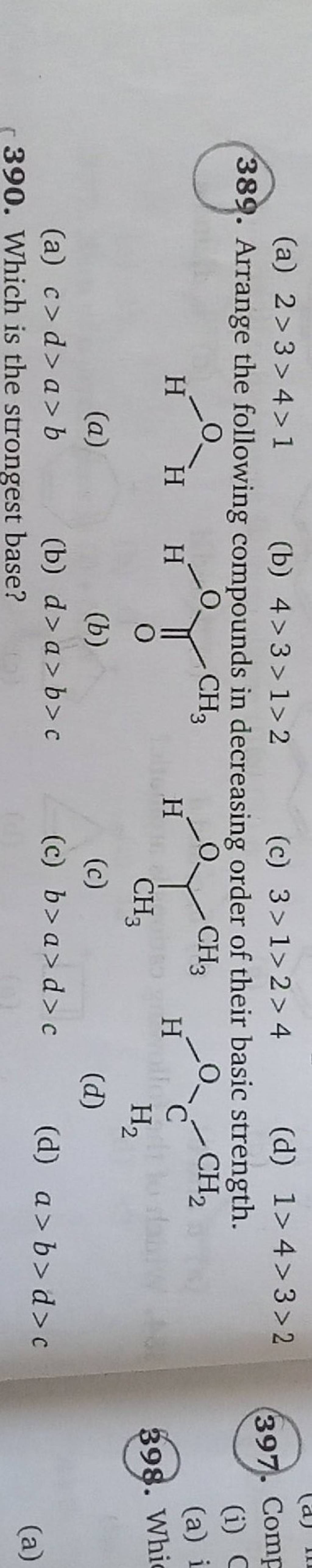 Arrange The Following Compounds In Decreasing Order Of Their Basic Streng..