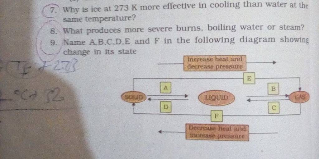 7. Why is ice at 273 K more effective in cooling than water at the same t..