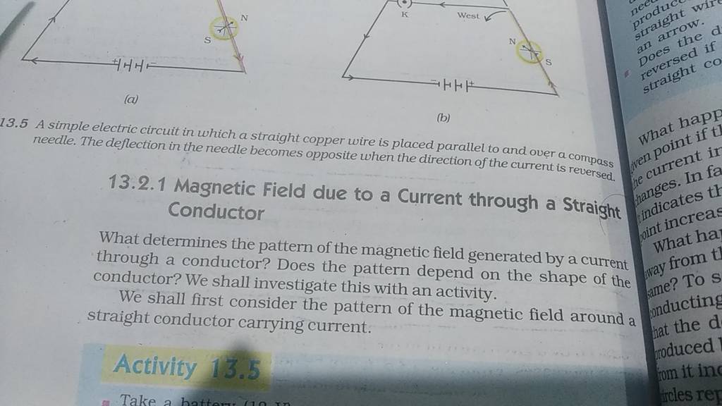 13.5 A simple electric circuit in which a straight copper wire is placed