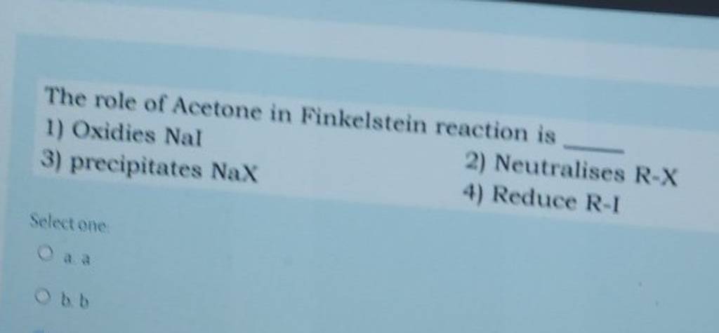 in electrolysis experiment the role of acetone is