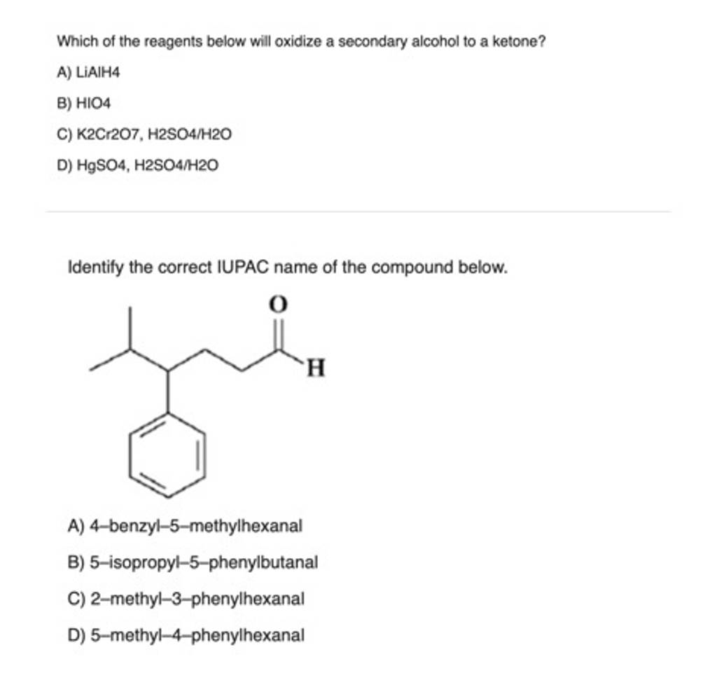 Identify The Correct IUPAC Name Of The Compound Below. | Filo