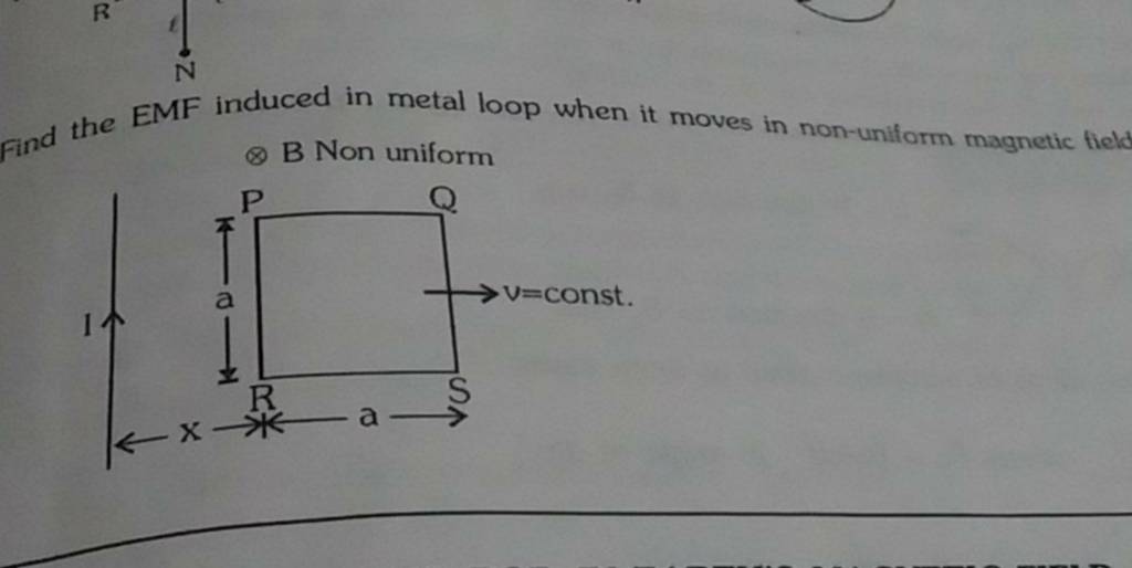 Find the EMF induced in metal loop when it moves in nonuniform