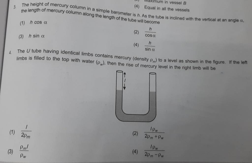 The height of mercury column in a simple barometer the length of mercury