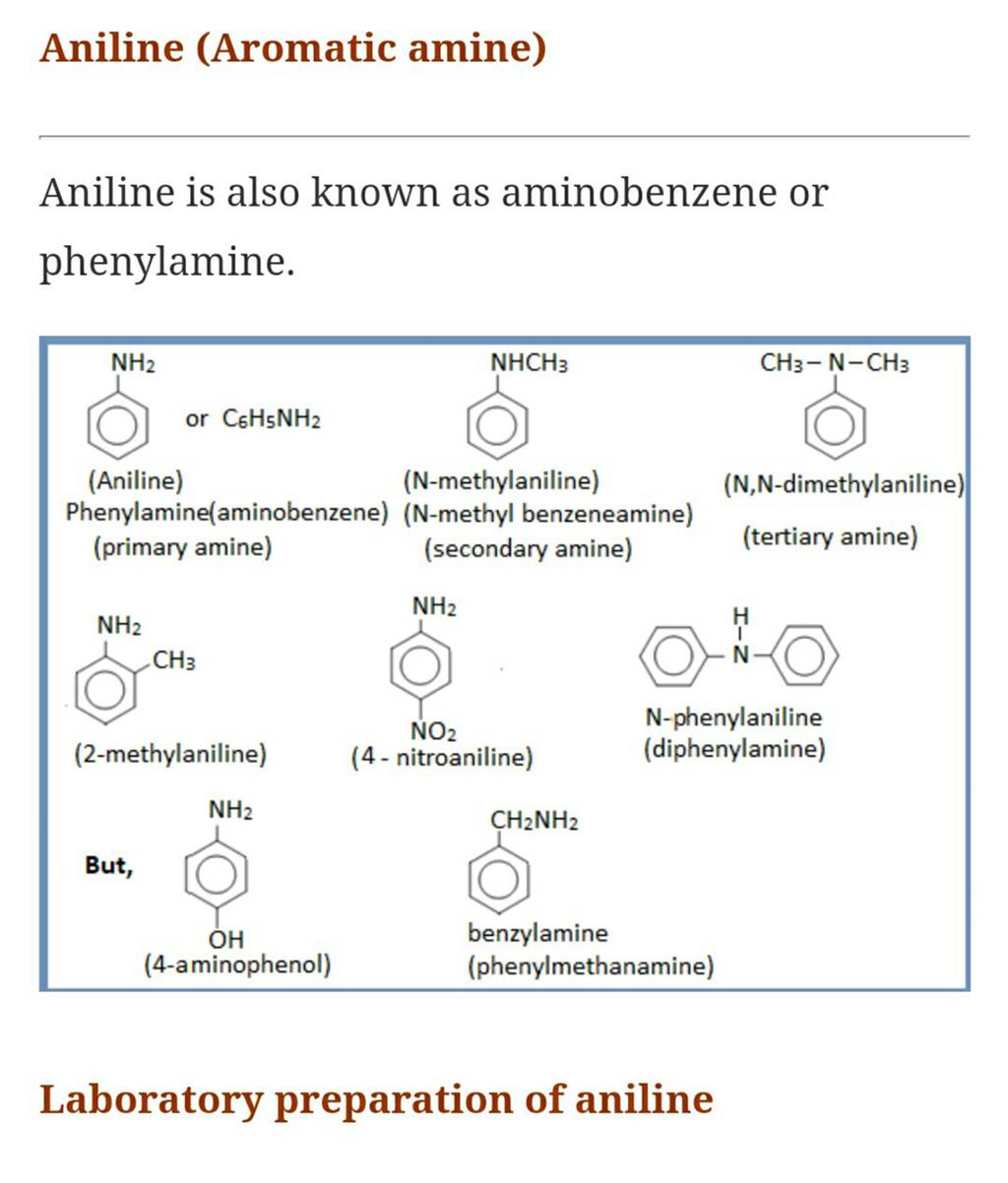 Aniline Aromatic Amine Aniline Is Also Known As Aminobenzene Or Phenyla 2103