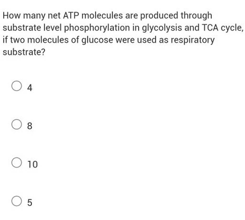 How many net ATP molecules are produced through substrate level phosphory..