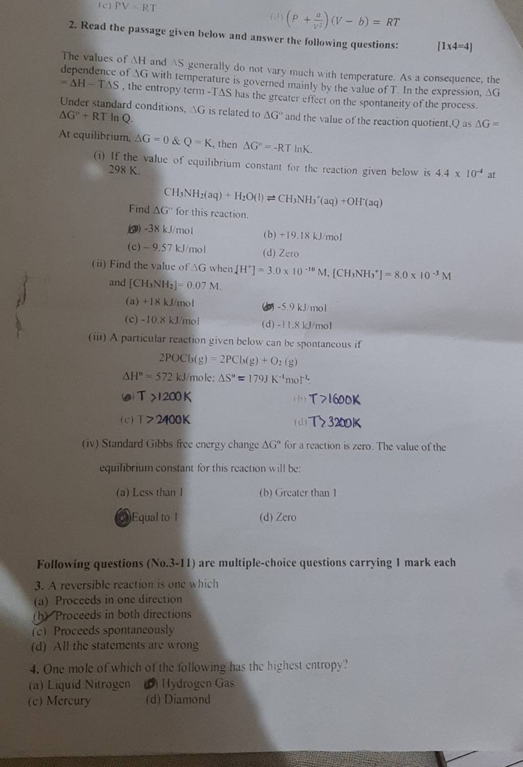 standard gibbs free energy change of a reaction is zero