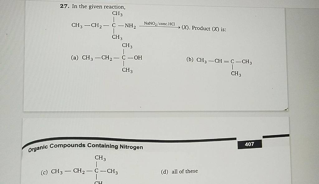 27. In The Given Reaction, (a) (b) Organic Compounds Containing Nitrogen