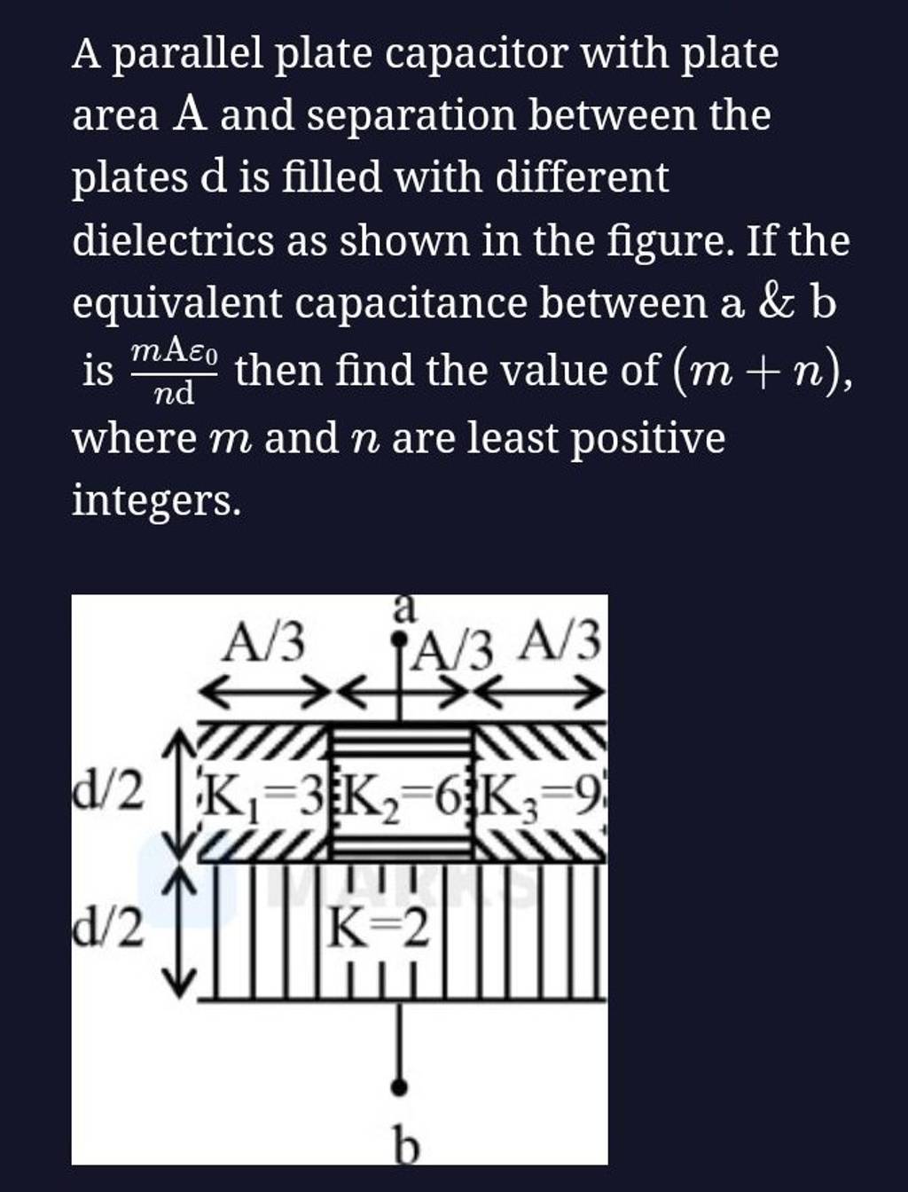 A Parallel Plate Capacitor With Plate Area A And Separation Between The P..