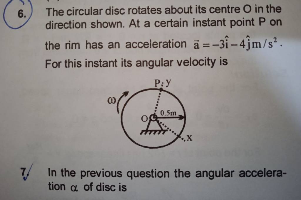 Circular Disc Revolved 6. The circular disc rotates about its centre O in the direction shown. A..