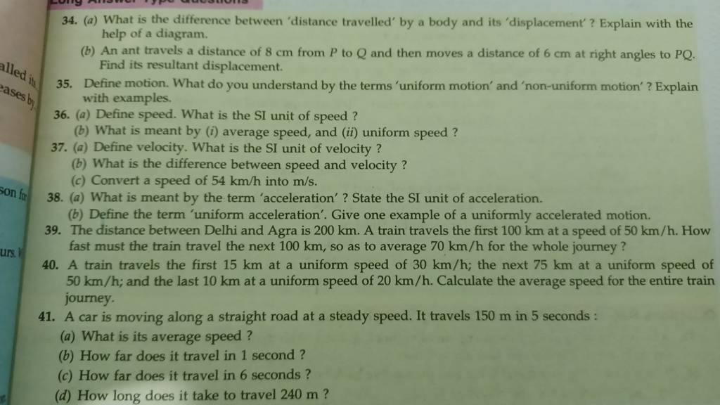  a Define velocity What is the SI unit of velocity Filo