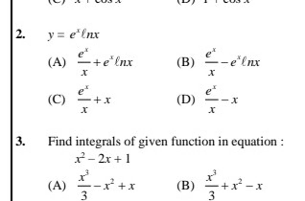 Find integrals of given function in equation : x2−2x+1 | Filo