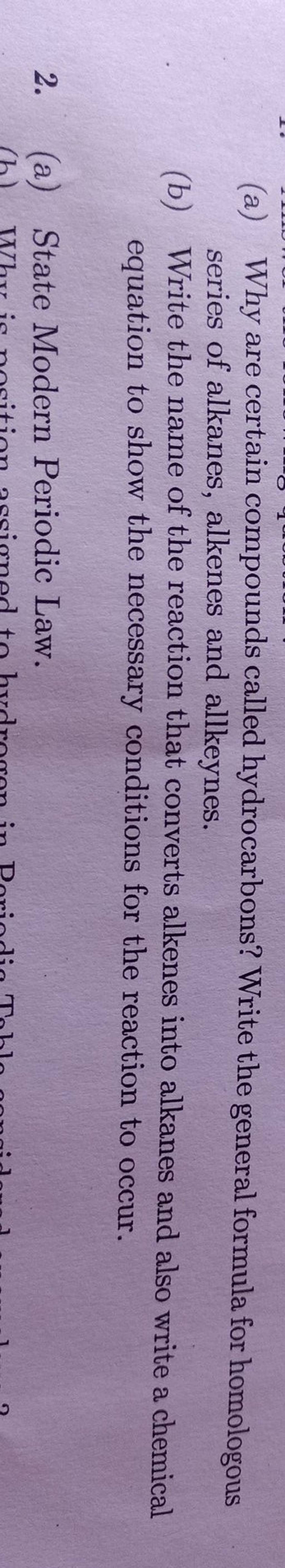  a why are certain compounds called hydrocarbons write the general form 