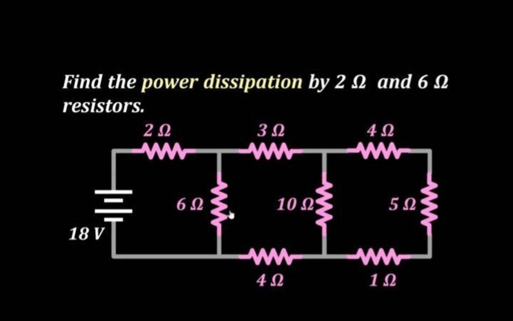 Find The Power Dissipation By 2Ω And 6Ω Resistors. | Filo