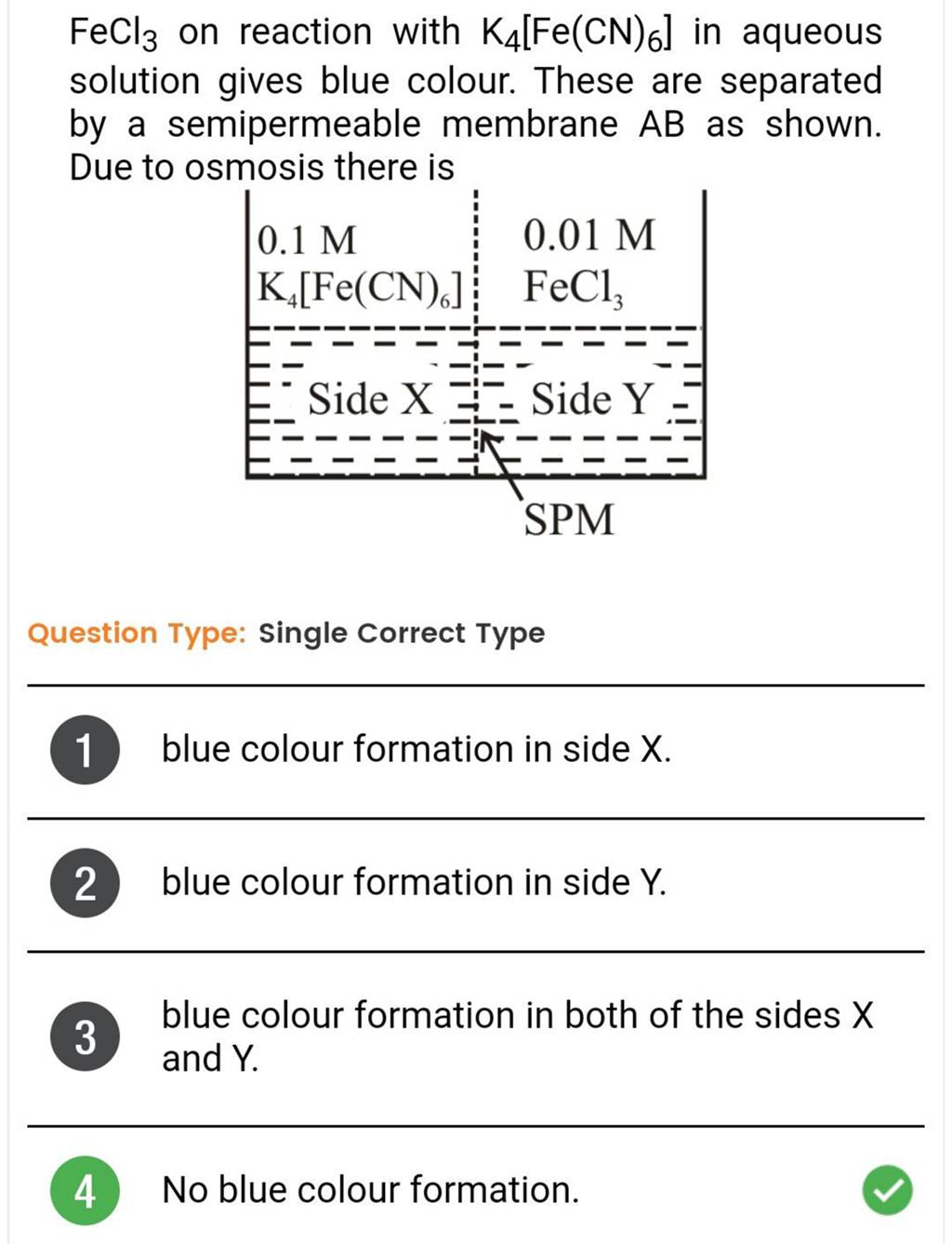 FeCl3 on reaction with K4 [Fe(CN)6 ] in aqueous solution gives blue colo..