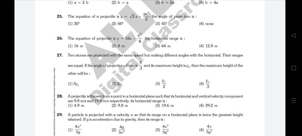 the-equation-of-a-projectile-is-y-3-x-2gx2-the-angle-of-projection-is