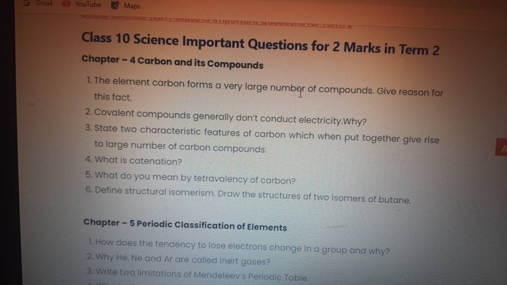 5 marks questions for class 10 science chapter 2