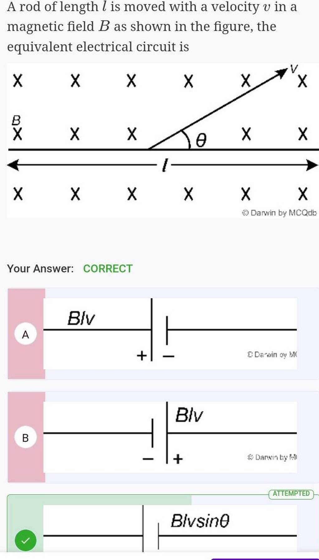 A Rod Of Length L Is Moved With A Velocity V In A Magnetic Field B As Sho..