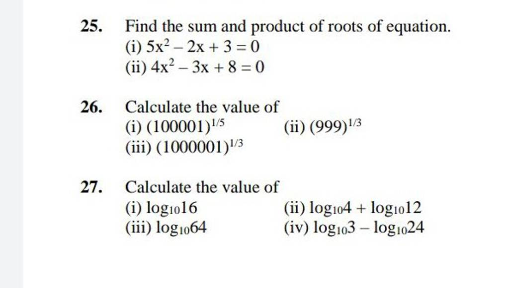 Find The Sum And Product Of Roots Of Equation. | Filo