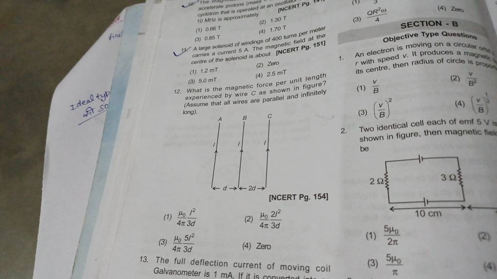 A large solenoid of windings of 400 turns field at the carries a current
