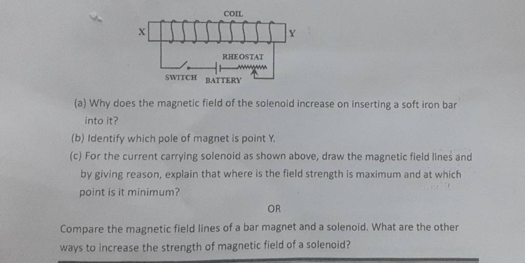 (a) Why does the field of the solenoid increase on inserting a s..