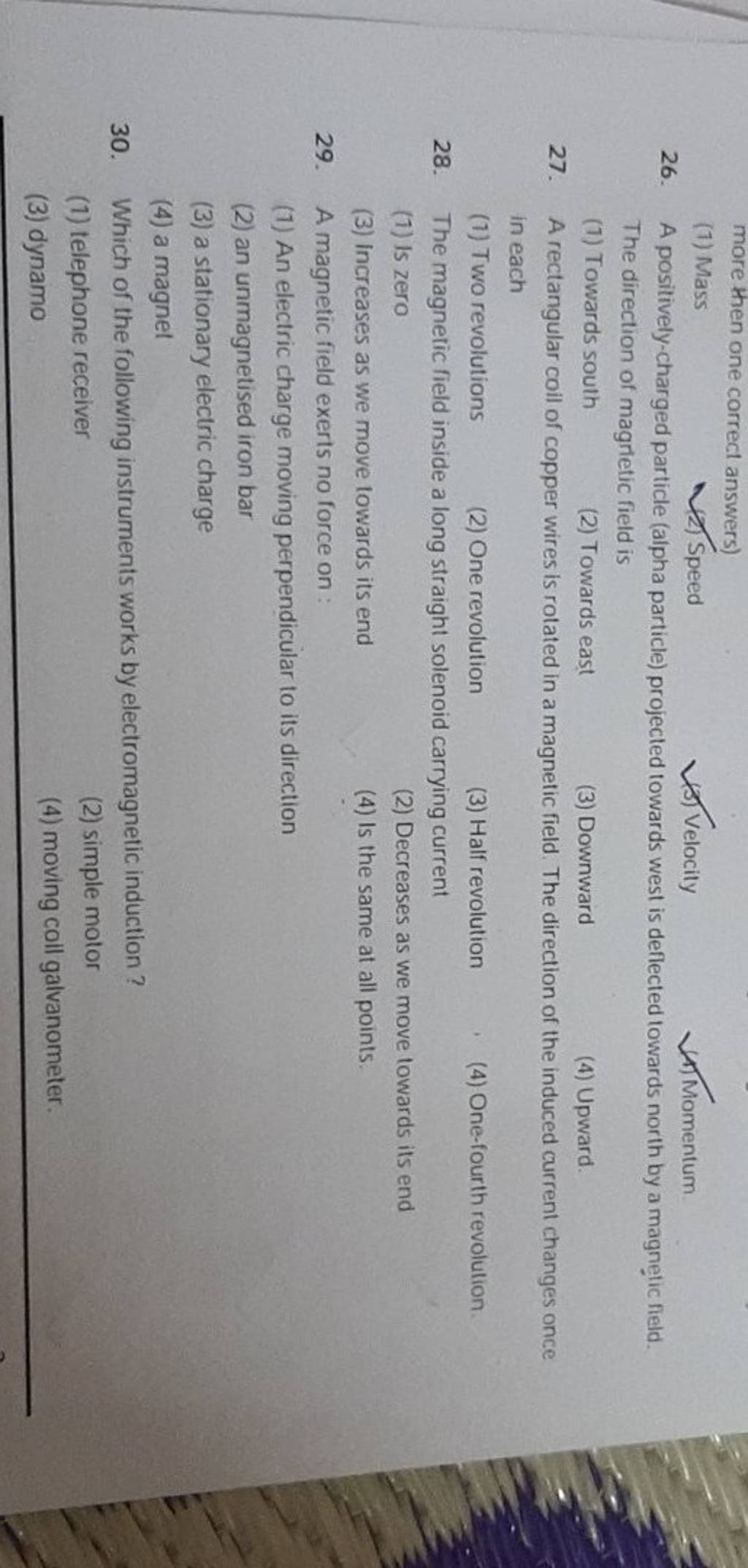 A rectangular coil of copper wires is rotated in a field. The di..