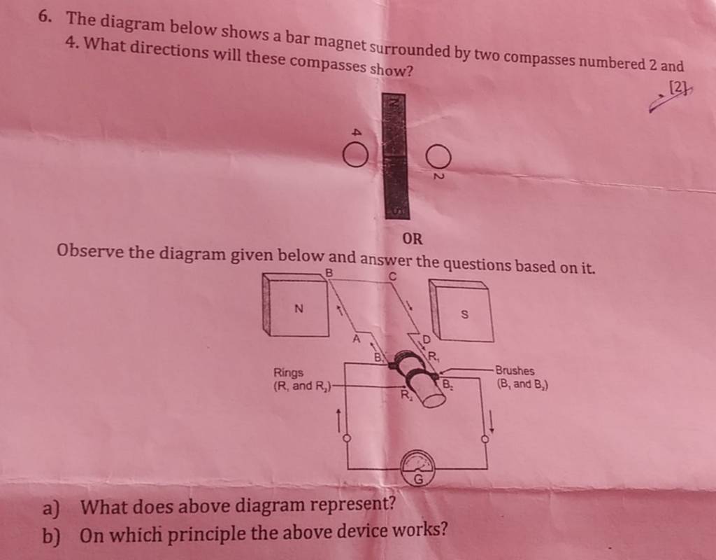 6. The diagram below shows a bar surrounded by two compasses numbe..