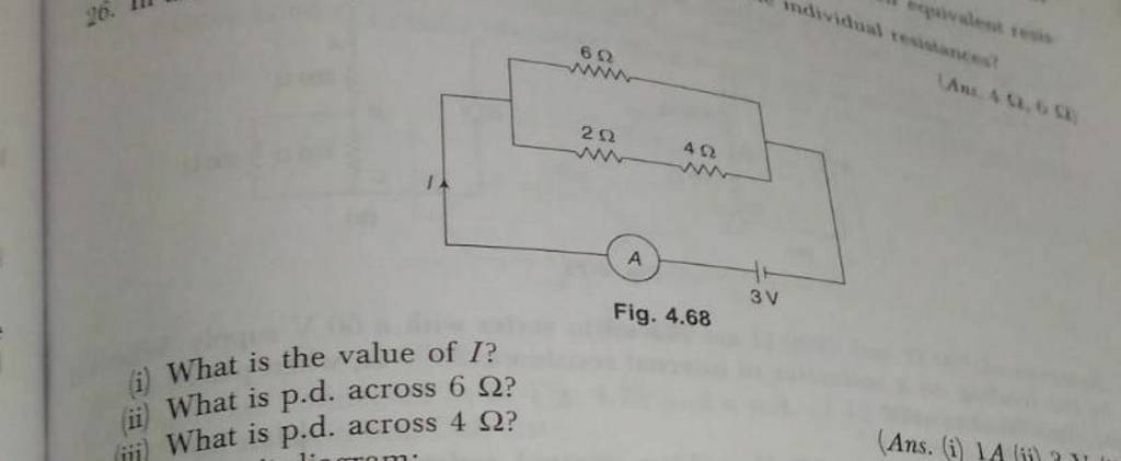  i What Is The Value Of I ii What Is P d Across 6 iii What Is