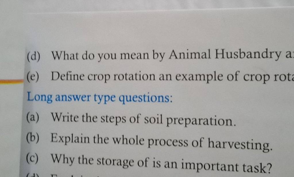d) What do you mean by Animal Husbandry a | Filo