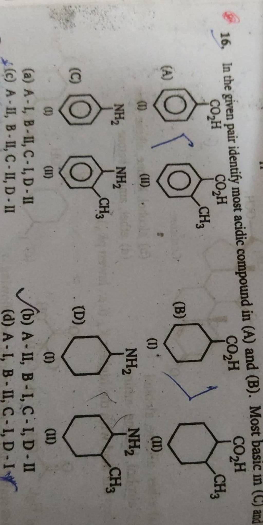 In The Given Pair Identify Most Acidic Compound In (A) And (B). Most Basi..