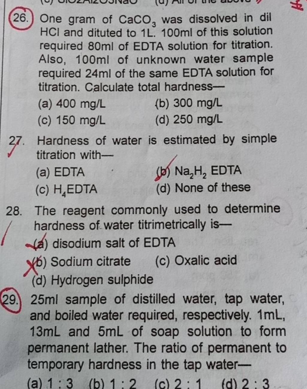 Hardness of water is estimated by simple titration with Filo