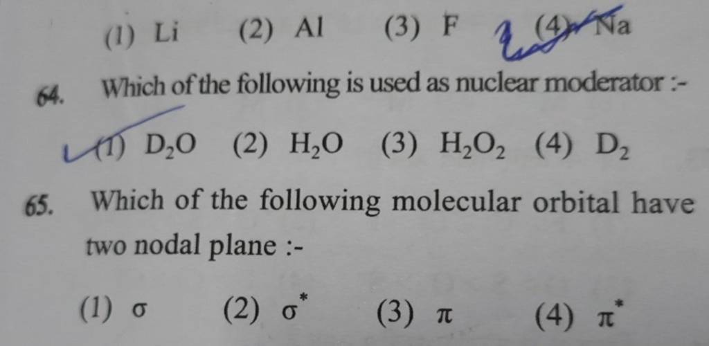 Which Of The Following Molecular Orbital Have Two Nodal Plane :- | Filo