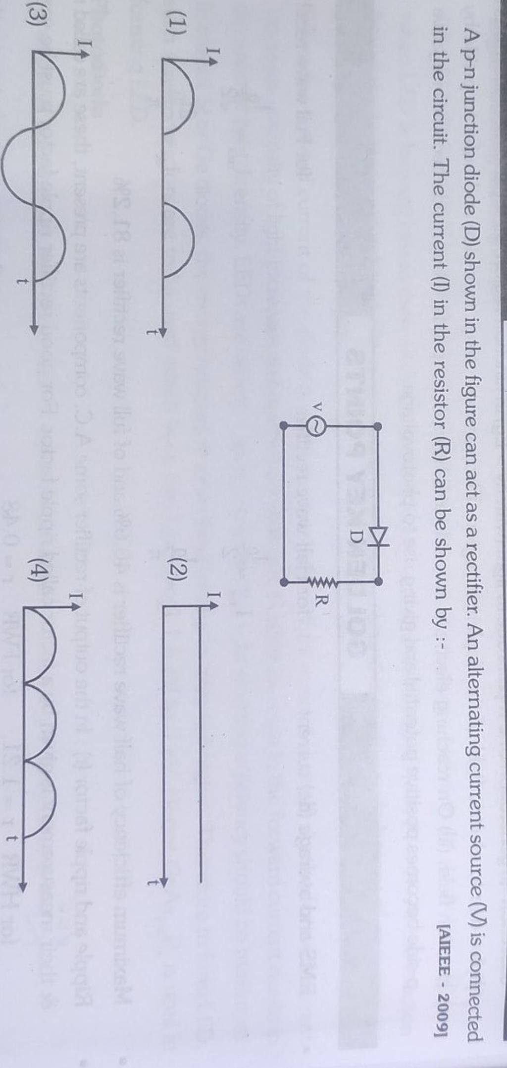 A pn junction diode (D) shown in the figure can act as a rectifier. An a..