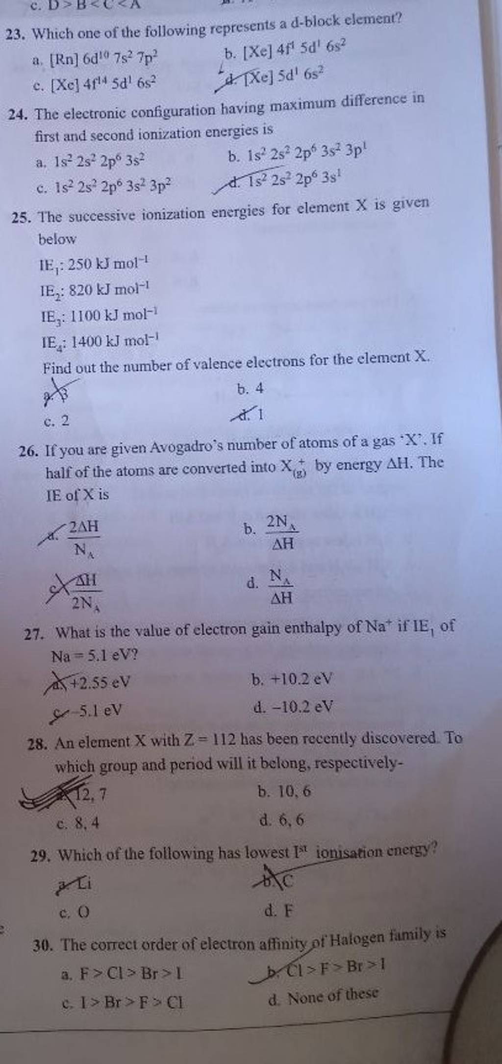 The correct order of electron affinity of Halogen family is Filo