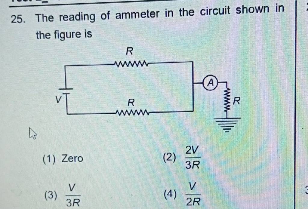 The reading of ammeter in the circuit shown in the figure is Filo