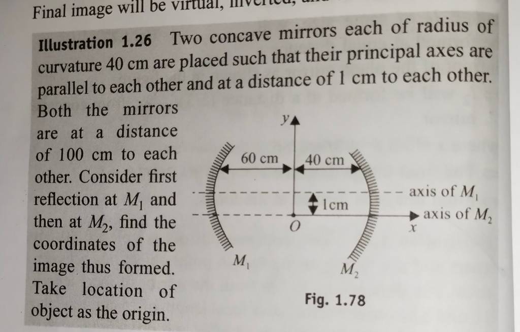 Illustration 1.26 Two concave mirrors each of radius of curvature 40 cm a..