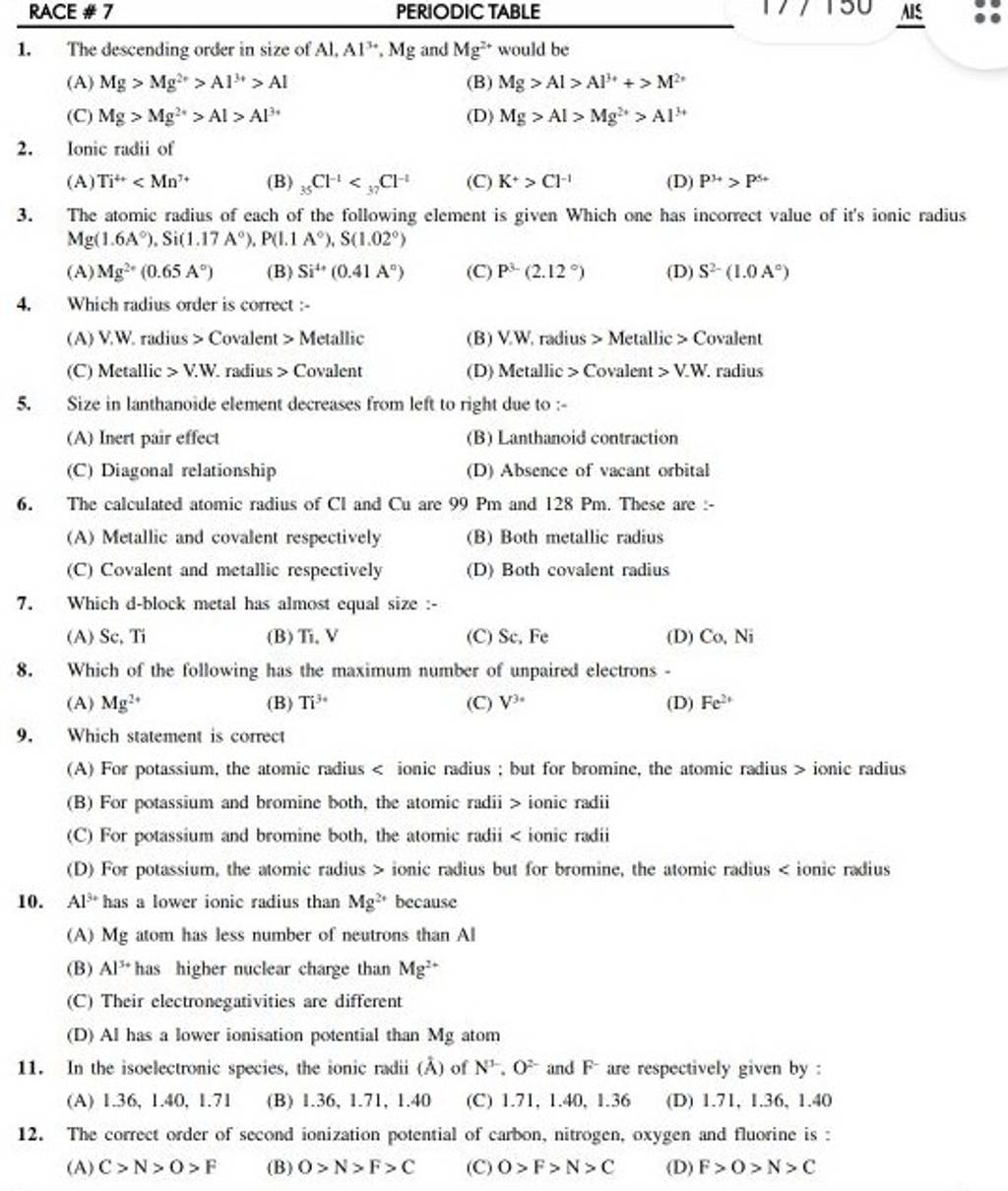 The calculated atomic radius of Cl and Cu are 99Pm and 128Pm. These are