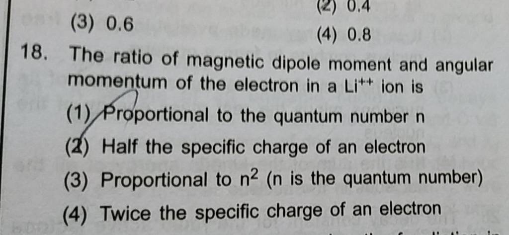 The Ratio Of Magnetic Dipole Moment And Angular Momentum Of The Electron 6721